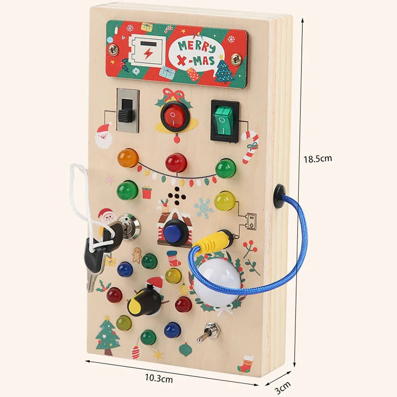 Montessori Busy Board LED Light Switc Toys Toddler Wooden Sensory Activitie Board Travel Toys Baby Switch Control Education Game