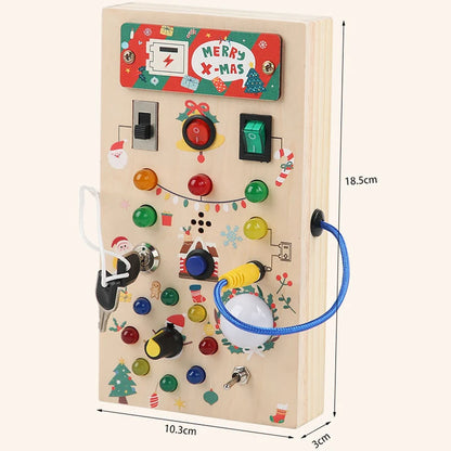 Montessori Busy Board LED Light Switc Toys Toddler Wooden Sensory Activitie Board Travel Toys Baby Switch Control Education Game