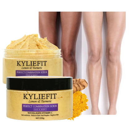 Natural Turmeric Scrub, For Face & Body, Brightening, Reduce Acne, Clean And Smooth Skin, Deeply Exfoliates, 250g/8.8 oz