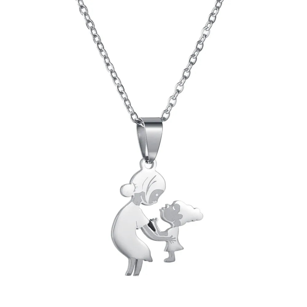 Family Love Son Daughter Necklaces Stainless Steel Multiples Childs Pendant Boys Girls Mothers Love Gifts For Mom Jewelry