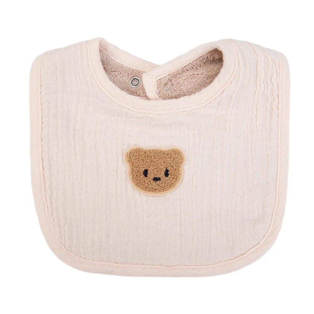 Cute Bear Cotton Baby Bibs Saliva Towel U-Absorbent Pockets Children Kids Boys Girls Feeding Burp Clothes