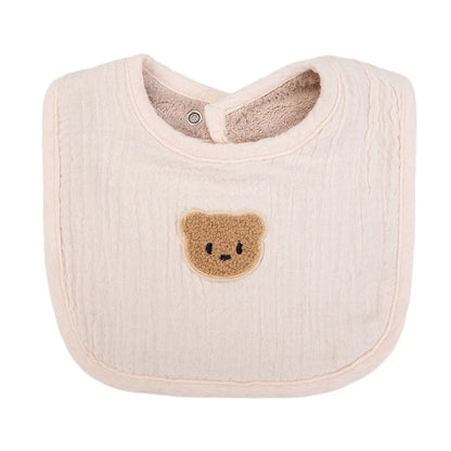 Cute Bear Cotton Baby Bibs Saliva Towel U-Absorbent Pockets Children Kids Boys Girls Feeding Burp Clothes