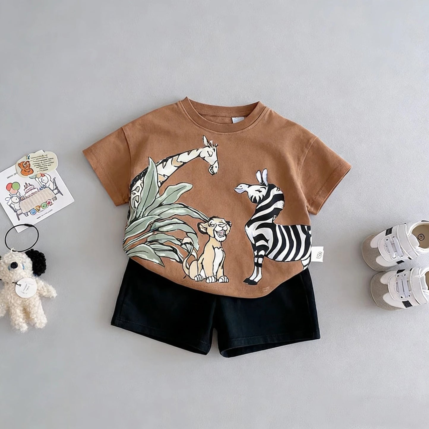 Disney Cartoon Printed Kids Short Sleeved Suits T-shirt Shorts Children's Casual Tracksuits Outfits Baby Boy 2 Piece Set