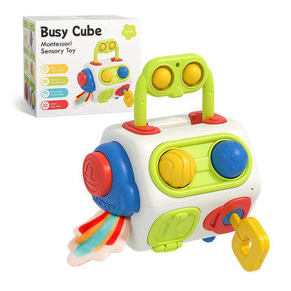 Busy Board Montessori Busy Cube Toys for Toddler Sensory Activities Early Educational Learning Travel Toys Gift for Kids