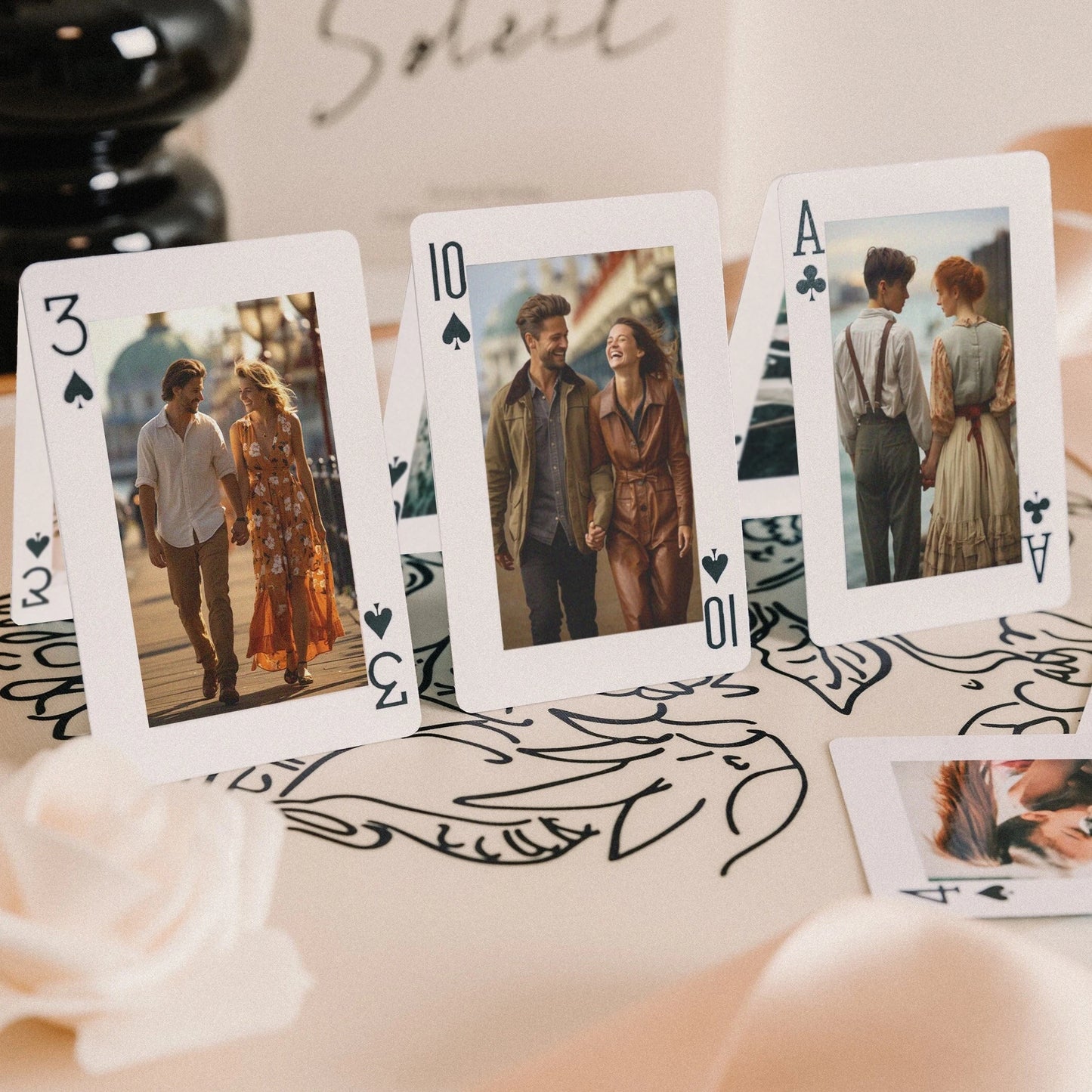 Custom Photo Playing Cards Personalized Pet Dog Cat Picture Poker Deck Anniversary Wedding Couple Invitation Card Memorial Gift