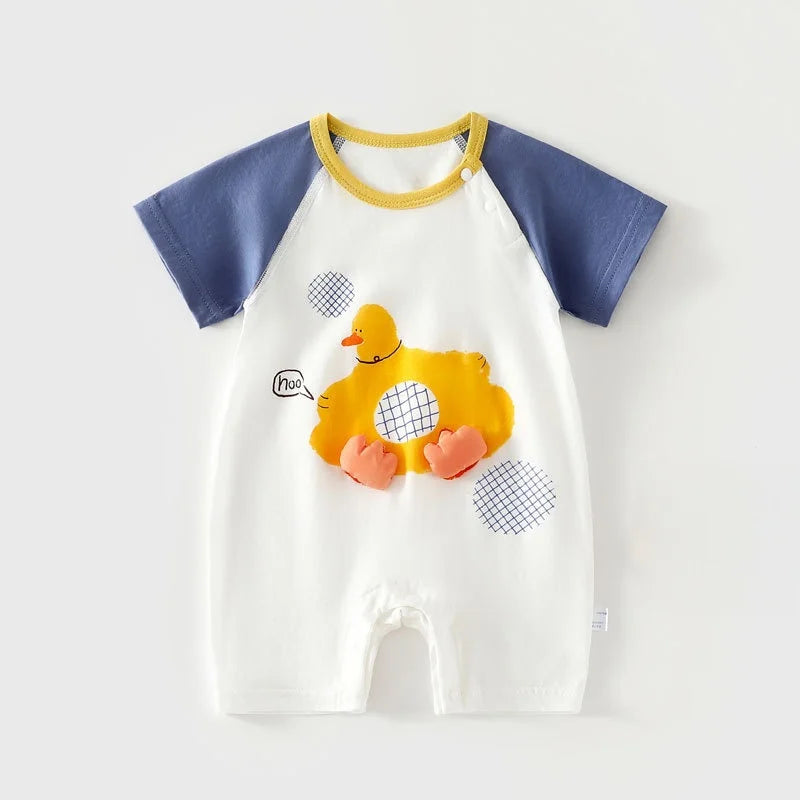 3M-2T Summer Baby Short Sleeve Romper Cute Animal Applique Bodysuit for Toddler Girls Cotton Soft Boys One Piece Clothes