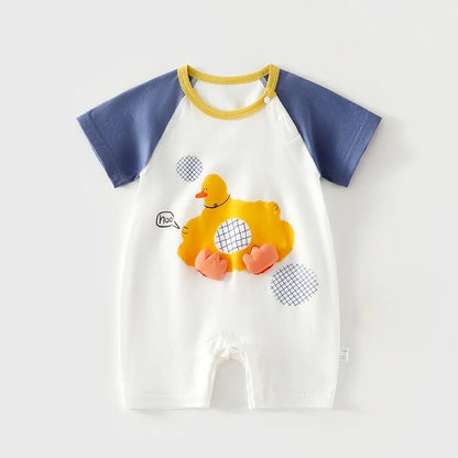 3M-2T Summer Baby Short Sleeve Romper Cute Animal Applique Bodysuit for Toddler Girls Cotton Soft Boys One Piece Clothes