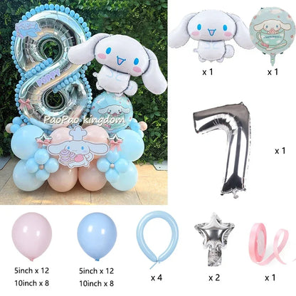 1 Set Cinnamoroll Foil Balloons for Birthday Party Decorations Baby Shower  Kids  Birthday Gift Macaron Latex Balloons Set