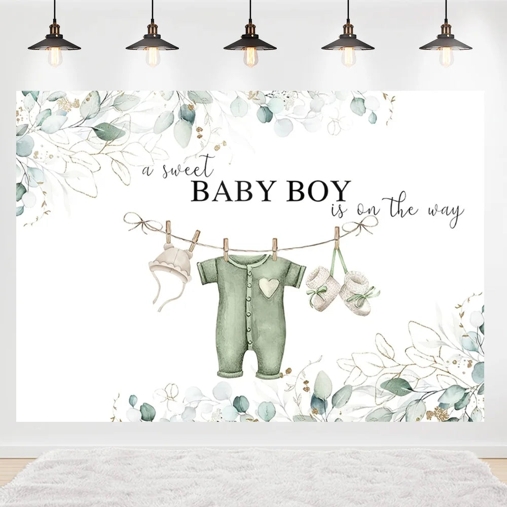 Welcome Baby Shower Newborn Background Decoration Girl Boy Birthday Party Backdrop Supplies Balloon Teddy Bear Photographic Prop