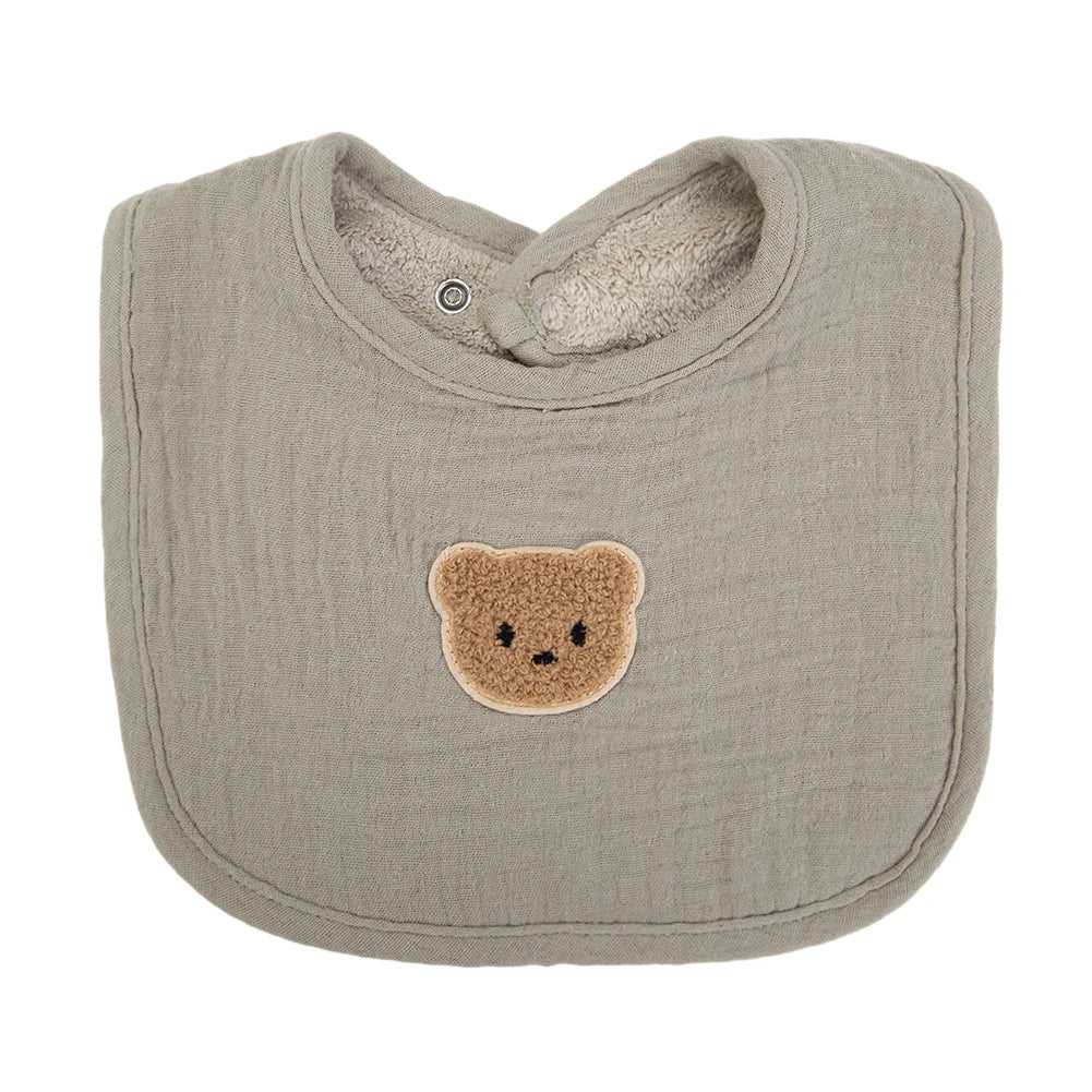 Cute Bear Cotton Baby Bibs Saliva Towel U-Absorbent Pockets Children Kids Boys Girls Feeding Burp Clothes
