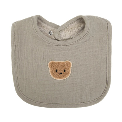 Cute Bear Cotton Baby Bibs Saliva Towel U-Absorbent Pockets Children Kids Boys Girls Feeding Burp Clothes