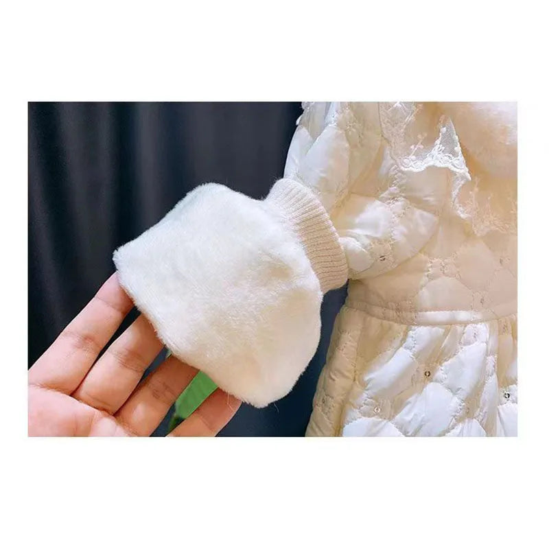 Jackets Winter Girls Cute Thicken Warm Outerwear Velvet Coats Children Cotton Overcoat For 2-6 Years