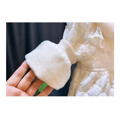 Jackets Winter Girls Cute Thicken Warm Outerwear Velvet Coats Children Cotton Overcoat For 2-6 Years