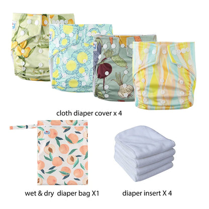 Babyland New Waterproof Baby Cloth Diaper Kit with Inserts & Wet Bags | Economical Washable Nappy System (0-36 Months)