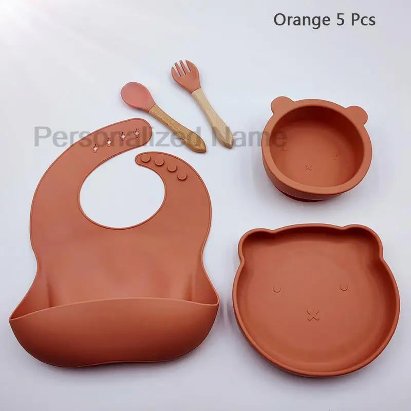 Baby Weaning Set Kit Bibs Baby Includes Bib Bowl Spoon and Fork Feeding Tableware