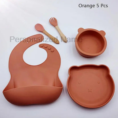 Baby Weaning Set Kit Bibs Baby Includes Bib Bowl Spoon and Fork Feeding Tableware