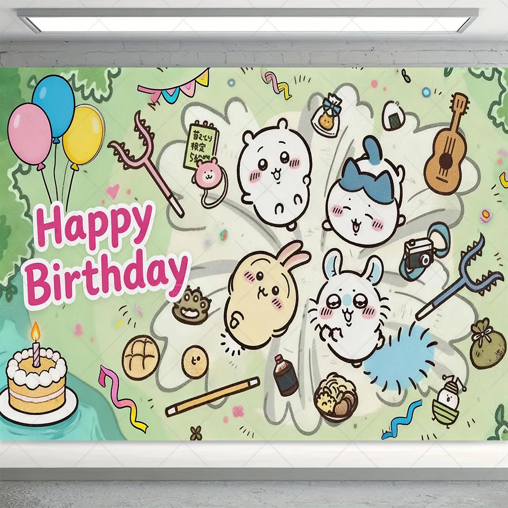 Cartoon Chiikawa Hachiware Usagi Birthday Party Decoration Background Balloon Set Cake Topper Backdrop Baby Shower Kid Gift Prop