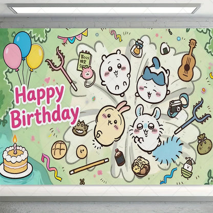 Cartoon Chiikawa Hachiware Usagi Birthday Party Decoration Background Balloon Set Cake Topper Backdrop Baby Shower Kid Gift Prop