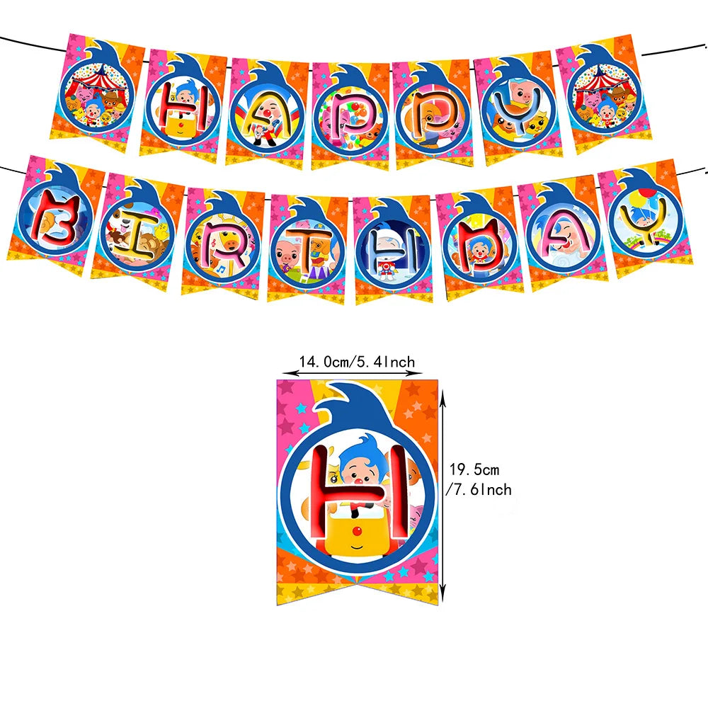 Cartoon Pliming Plims Theme Kids Birthday Party Decoration Background Supplies Balloon Set Cake Toppers Banner Backdrop Kid Gift