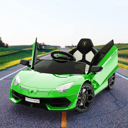 Kids Electric Car 12v Ride on Toys with Parent Remote 2-Speed Modes Engine Sounds & LED Lights Auto Doors for Boys & Girls