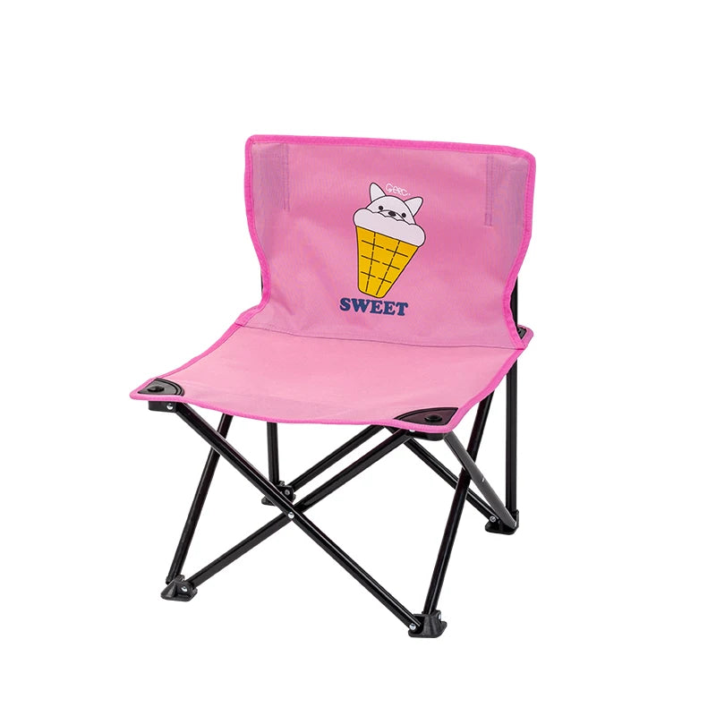 Cute Cartoon Kids Folding Camping Chair, Portable Lightweight Outdoor Seat Sturdy Steel Frame