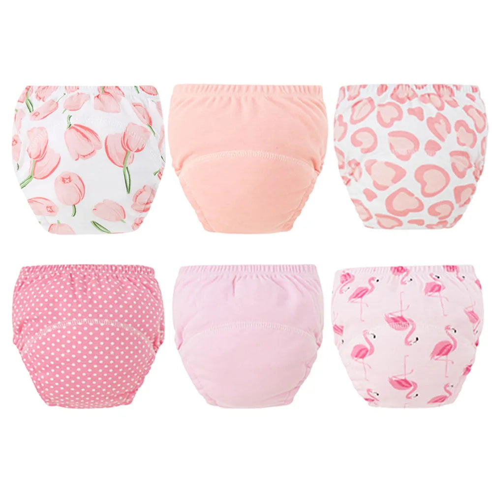 8pcs/6pcs Washable Baby Potty Training Pants Reusable Toilet Trainer Panty Reusable Cloth Diaper
