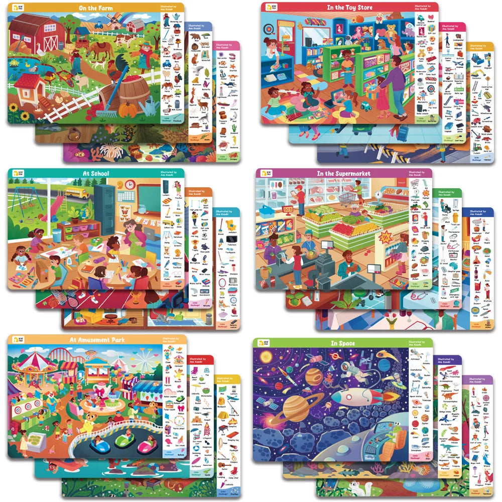 3 Themes Search and Find Game Looking for Different Interactive Activity Painting Kit Drawing Books with Reusable Pen