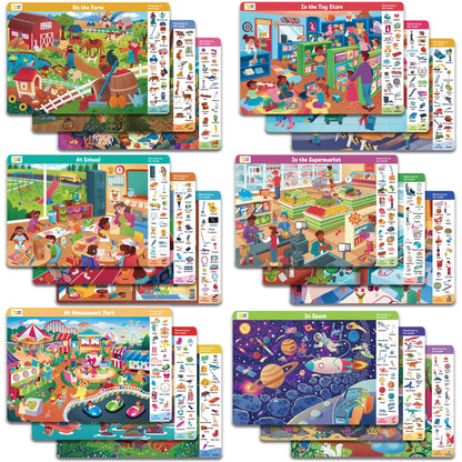 3 Themes Search and Find Game Looking for Different Interactive Activity Painting Kit Drawing Books with Reusable Pen