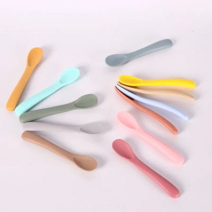 1/3Pcs/Set Soft Silicone Baby Training Spoon Fork Set BPA Free Kids Safety Non-Slip Tableware Infant Toddler Feeding Accessories