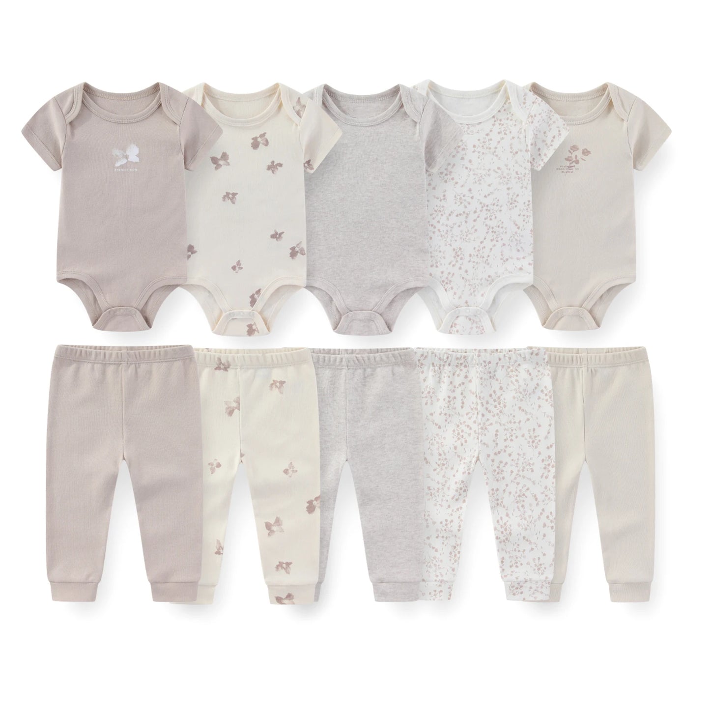 10Pcs Cartoon 100%Cotton Baby Girl & boy Clothes 0-12M Baby Clothes Sets Sleeveless