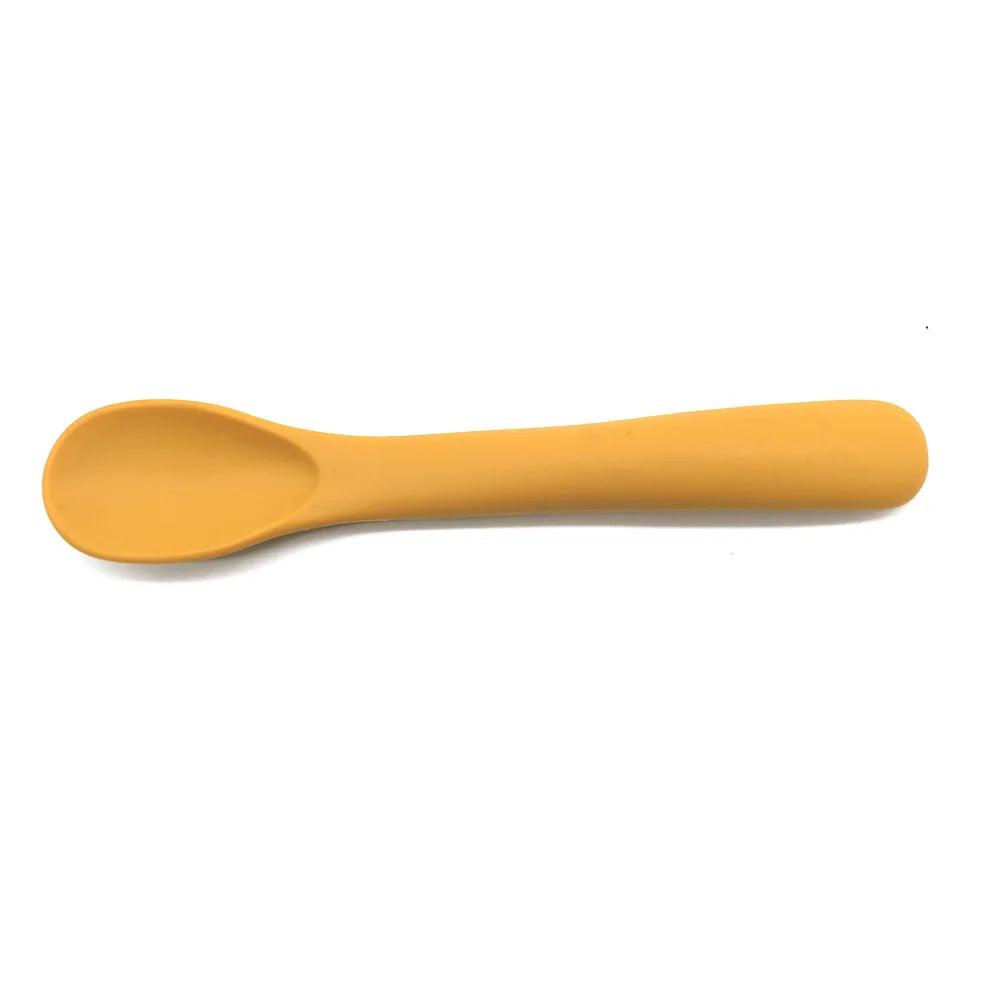 1/3Pcs/Set Soft Silicone Baby Training Spoon Fork Set BPA Free Kids Safety Non-Slip Tableware Infant Toddler Feeding Accessories