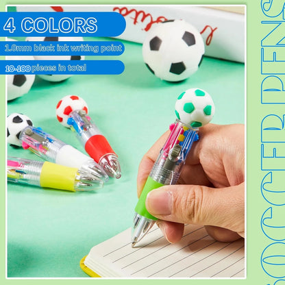 10-100Pcs Soccer Party Favors Pens Mini 4 Color Ballpoint Pen For Sports Football Birthday Party Pinata Filler Christmas Gifts