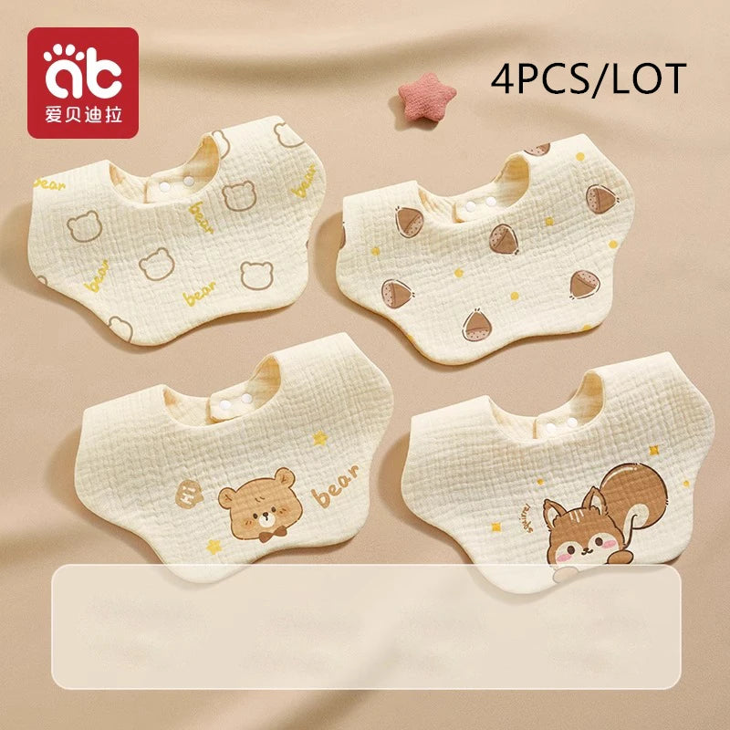 Soft Baby Bibs Bandana Saliva Towels Burp Cloths Newborn Infant Toddler 0-1Y Comfortable Waterproof Feeding Bibs 2/3/4﻿