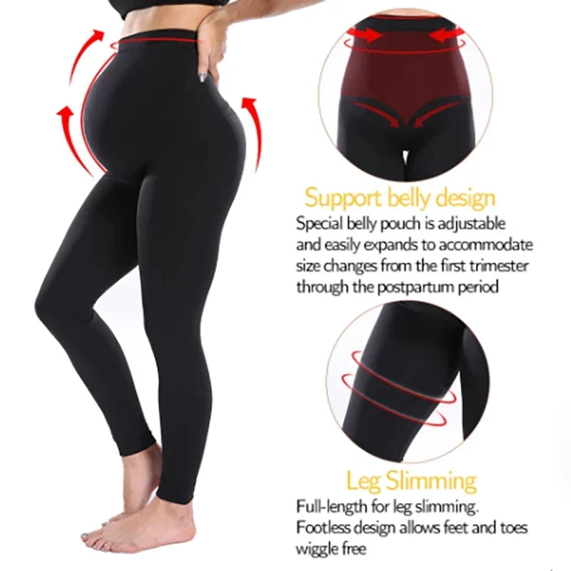 Elastic High Waist Maternity Leggings Skinny for Pregnant Women Belly Support Postpartum Leggins