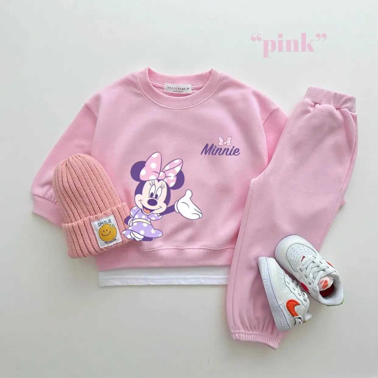 Disney Girls Costume Long-sleeved Sweatshirts+Pants Autumn Wear Child New Fashion Crewneck Hoodies Solid Color Trousers 2pcs