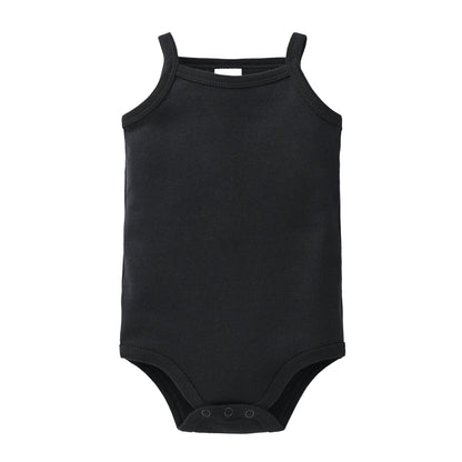100% Cotton Baby Bodysuit Set for Girls Solid White Sleeveless Rompers (0–24 Months), Available in 1–6 Pieces