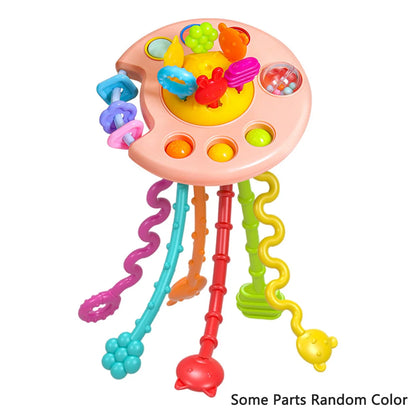 Activity Development Pull String Toys Silicone Teething Rattle Educational Learning Toy Baby Sensory Montessori Toys gift