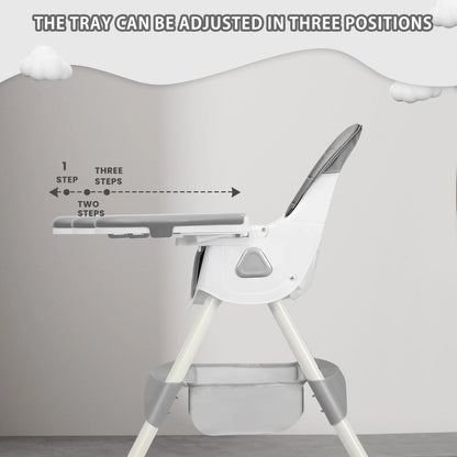Foldable Baby Highchair 6 Months Plus, with Large Anti slip Pad & Toy Rack, Easy to Clean Feeding
