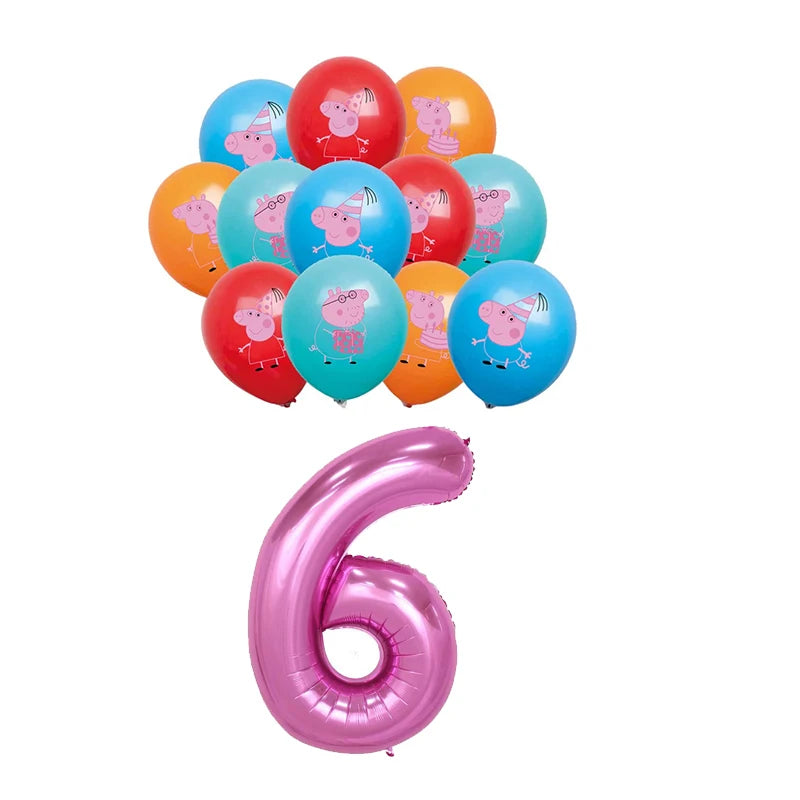 Peppa Pig Birthday Party Decorations Balloons Plate Cup Banner Tableware Set for Baby Shower George Page Party Favors Kids Gifts