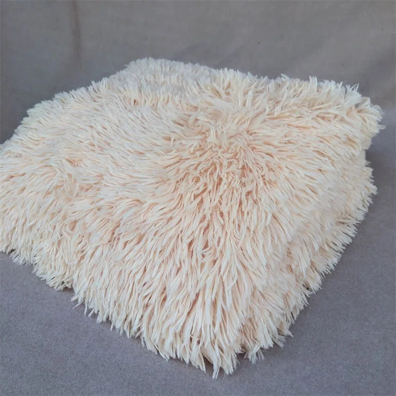 Newborn Photography Plush Blanket Baby Photo Background Rug for Studio Long Pile Fur Mat 0-12M