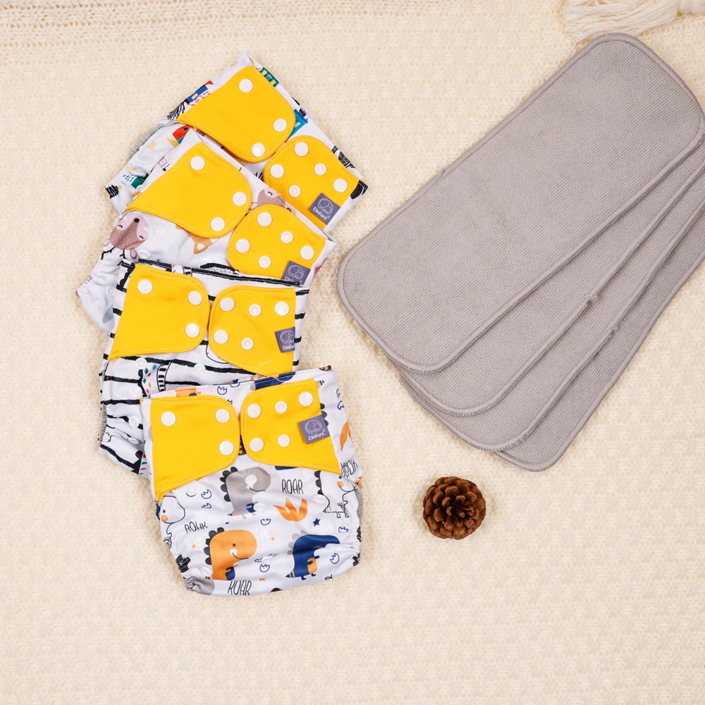 waterproof  baby cloth diaper with 4 absorbents cloths washable eco-friendly pocket cloth nappy