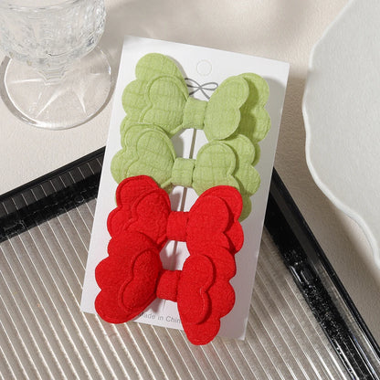 4/6pcs Candy Colorful Hair Bows Clips Girl Cotton Printed Lovely Fabric Hairpins