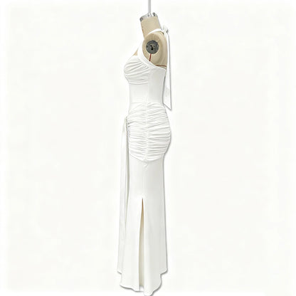 Fairy Maternity Photoshoot Halter Maxi Dress Backless Draped Gown Sleeveless Ruched Pregnancy Outfit Baby Shower Photo Clothes
