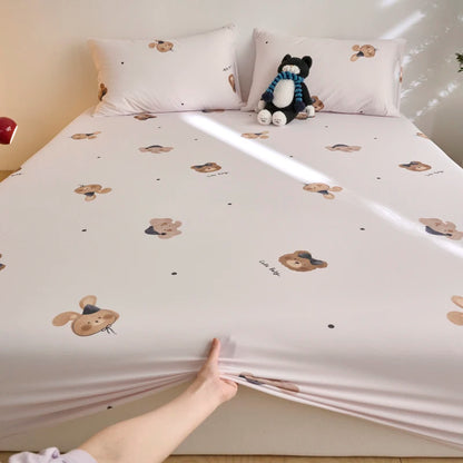 Ice Silk Bed Sheet Set Summer Breathable Cooling Fitted Sheet Pillowcase Cool Feel Single Double Mattress Cover,Can Custom Sizes
