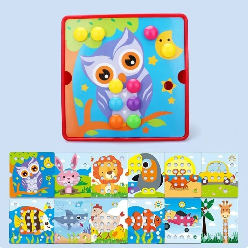3D Mushroom Nail Puzzle Jigsaw Toys Baby Toys Cartoon Animal Puzzles Games Kids Early Educational Toys