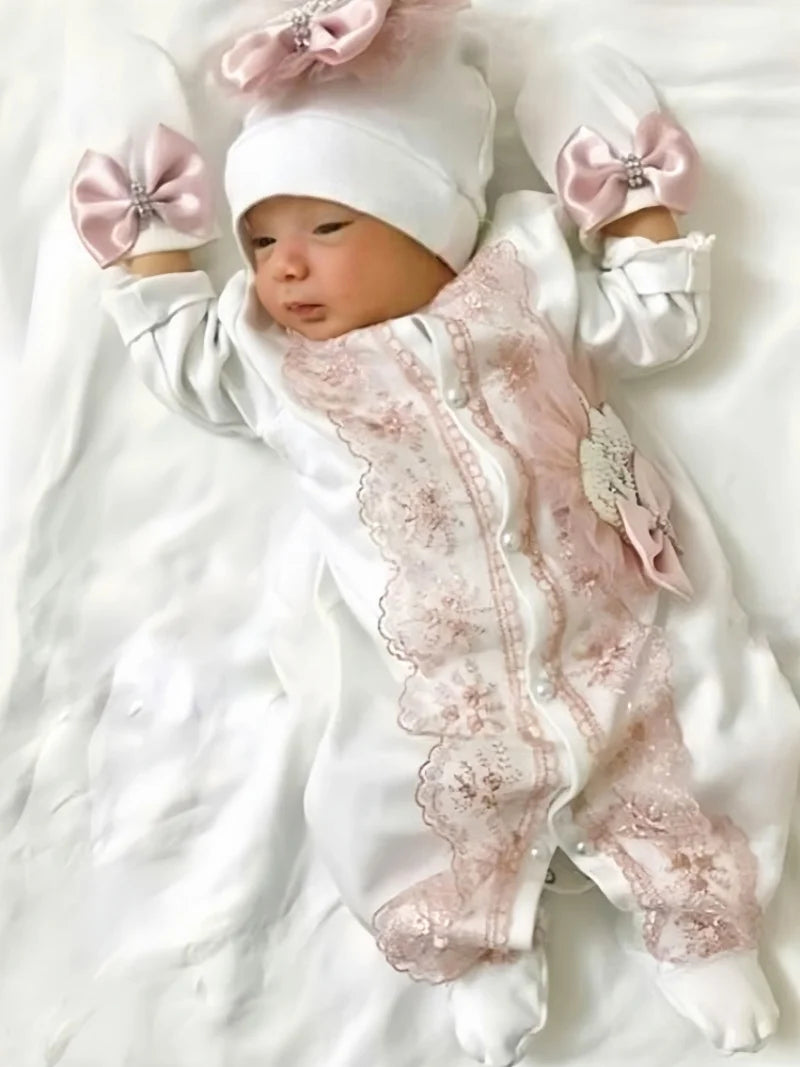 Baby Prince Welcome Home 3pcs Crown Layette Hospital Exit Newborn Outfits Swaddle Set Hello World I'm new Cotton