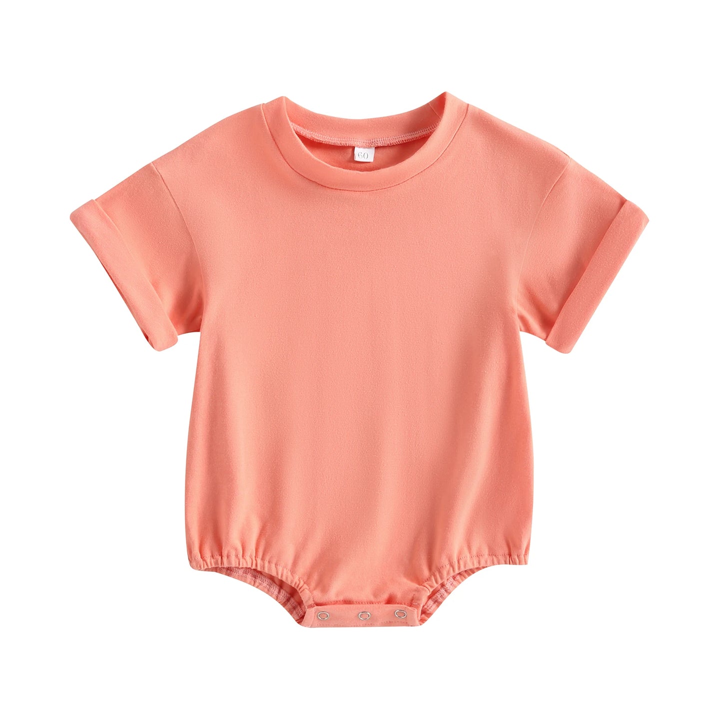 Baby Bodysuit Romper, Short Sleeve Solid Color Crewneck Pullover for Newborn Boys and Girls