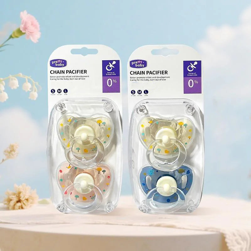 New 2pcs/4pcs Baby Pacifier Soother with Cover,Printed Soother with Cherry Round Nipple,Perfect Baby Shower Gift for New Parents