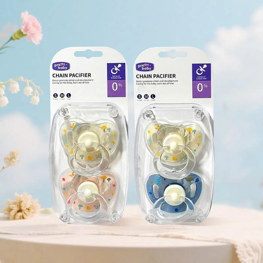 New 2pcs/4pcs Baby Pacifier Soother with Cover,Printed Soother with Cherry Round Nipple,Perfect Baby Shower Gift for New Parents