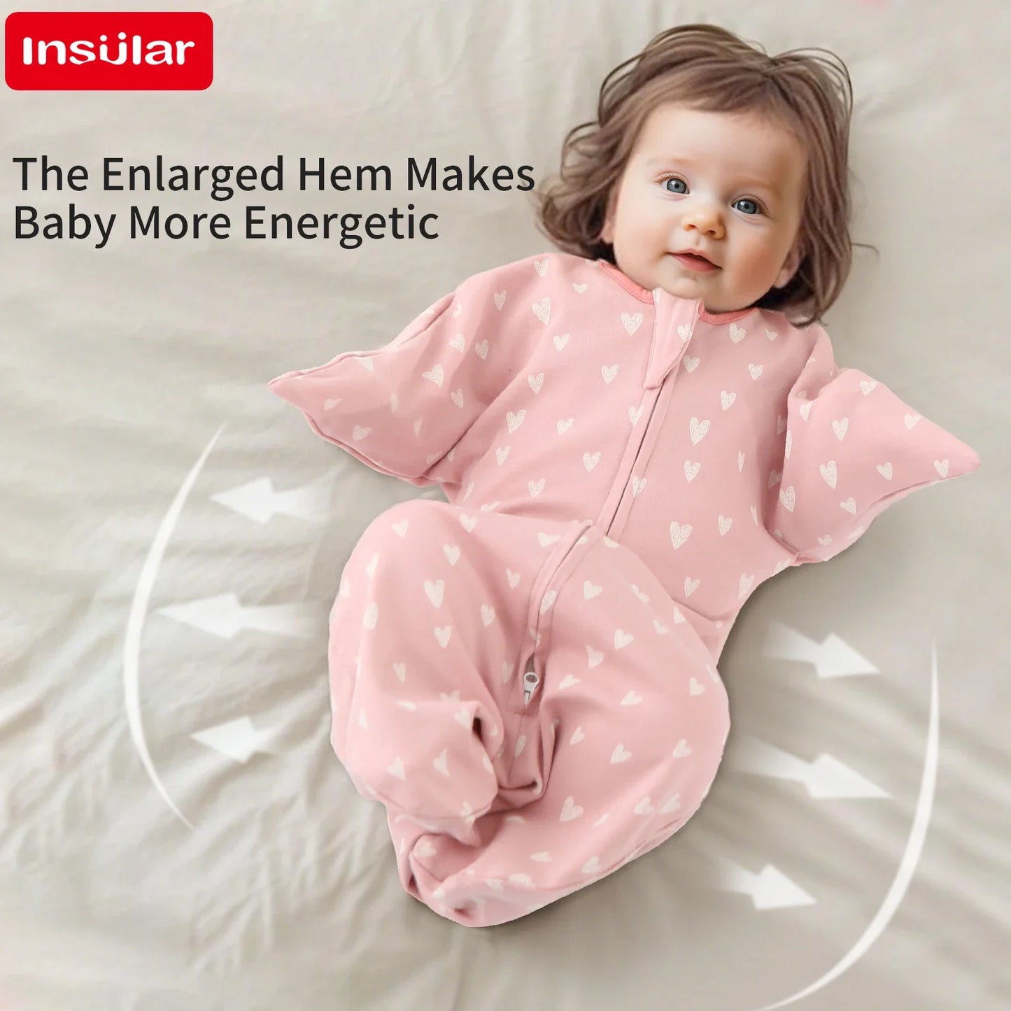 INSULAR Infant Hugging Blanket Soft Sleeping Bag All Cotton Sleep Sack Anti-startle 0-1Y